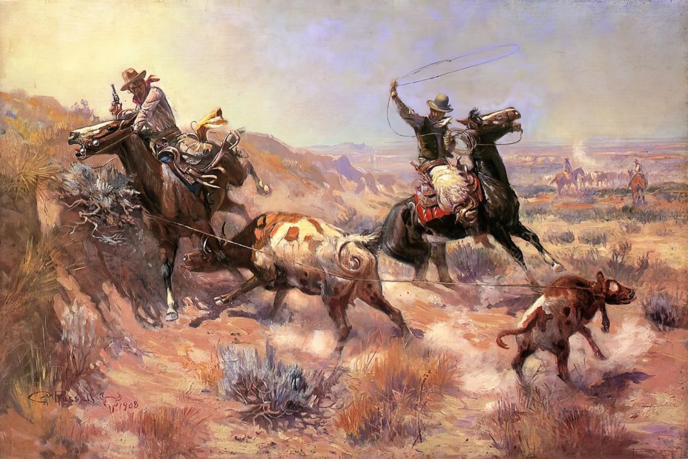 A Serious Predicament 1908 art print by Charles Marion Russell for $57.95 CAD