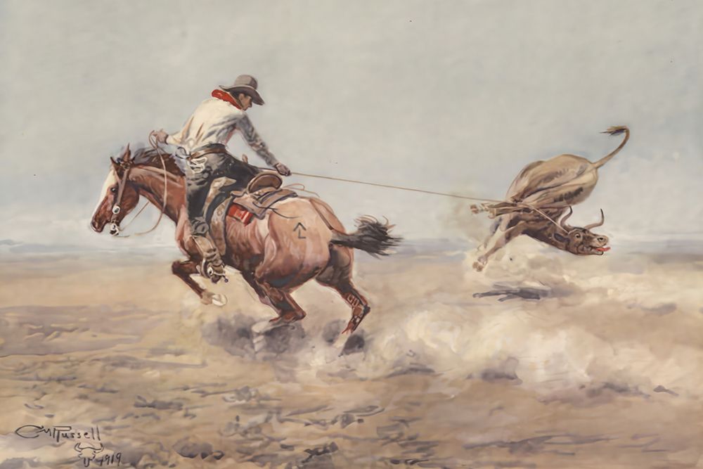 At the End of the Rope art print by Charles Marion Russell for $57.95 CAD