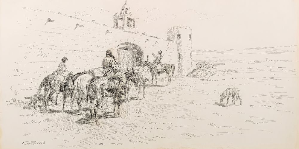 Bents Fort on Arkansas River 1922 art print by Charles Marion Russell for $57.95 CAD
