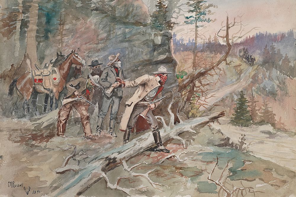 Big Nose George and the Road Agent art print by Charles Marion Russell for $57.95 CAD