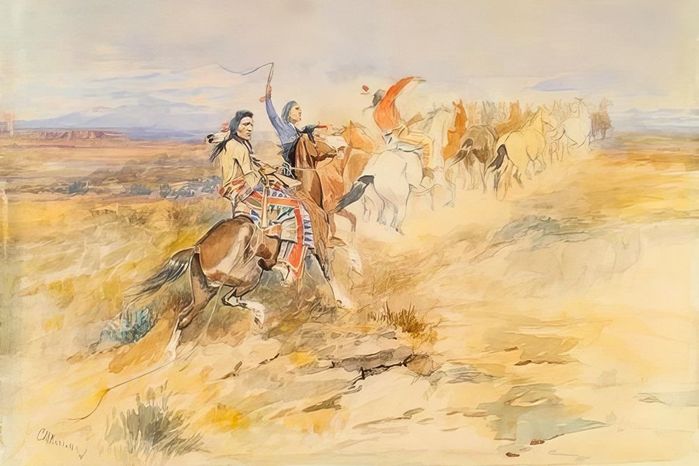 Bringing the Stolen Herd Home art print by Charles Marion Russell for $57.95 CAD