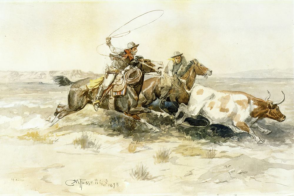 Bronk in a Cow Camp 1898 art print by Charles Marion Russell for $57.95 CAD