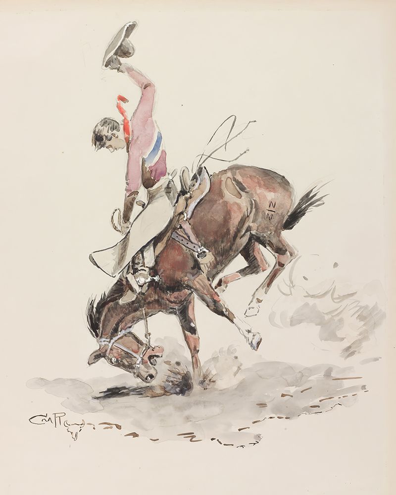 Bucking Horse and Cowboy 1925 art print by Charles Marion Russell for $57.95 CAD