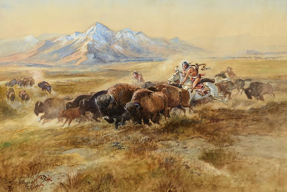 Buffalo Hunt No. 27 1900 art print by Charles Marion Russell for $57.95 CAD