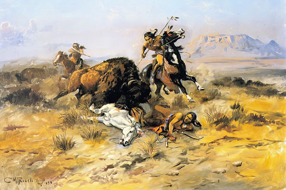 Buffalo Hunt 1898 art print by Charles Marion Russell for $57.95 CAD