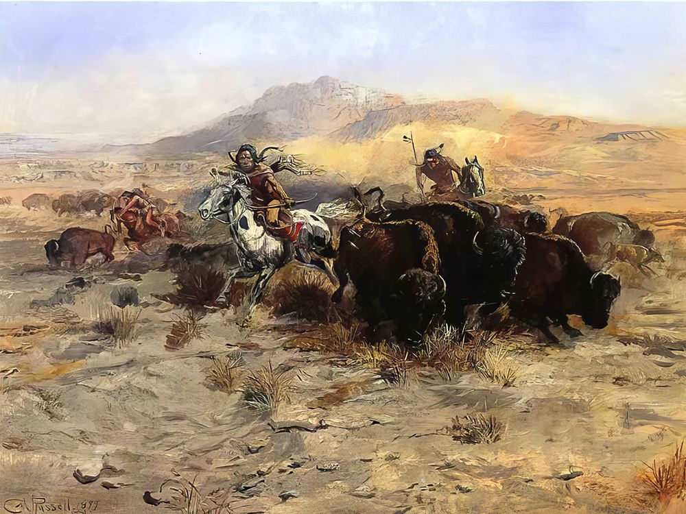 Buffalo Hunt 1899 art print by Charles Marion Russell for $57.95 CAD