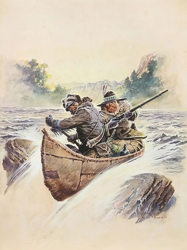 Canoeing Through the Rapids art print by Charles Marion Russell for $57.95 CAD