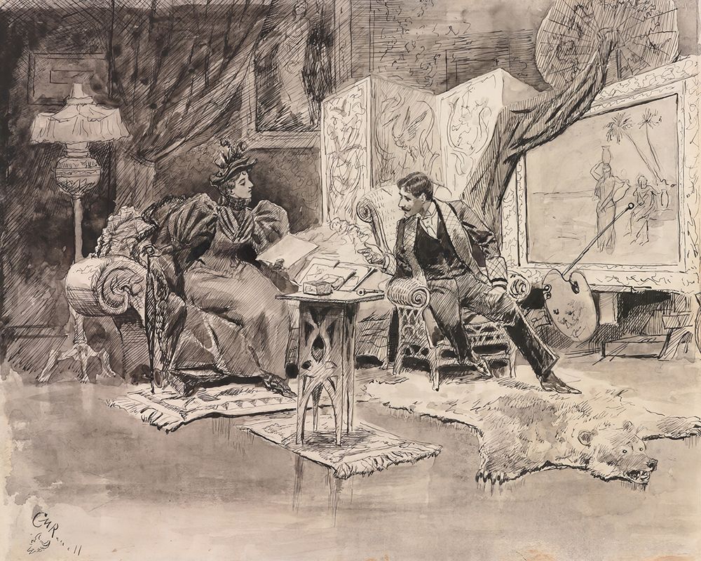 Contrast in Artists Salons, My Studio as Mother Thought 1894 art print by Charles Marion Russell for $57.95 CAD