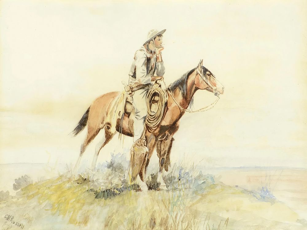 Cowboy on Horseback, Meditation art print by Charles Marion Russell for $57.95 CAD