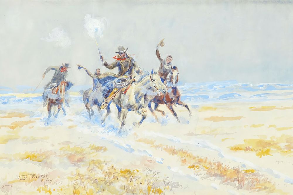 Cowboys on the Plains, 1920 art print by Charles Marion Russell for $57.95 CAD