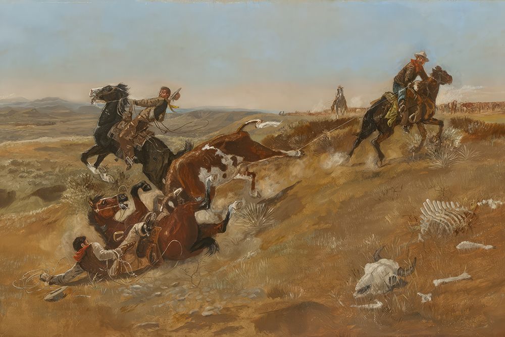 Cowpunching Sometimes Spells Trouble art print by Charles Marion Russell for $57.95 CAD