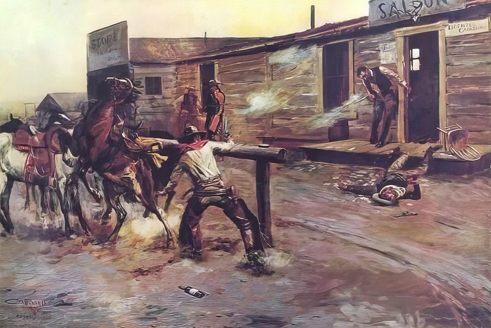 Death Of A Gambler art print by Charles Marion Russell for $57.95 CAD