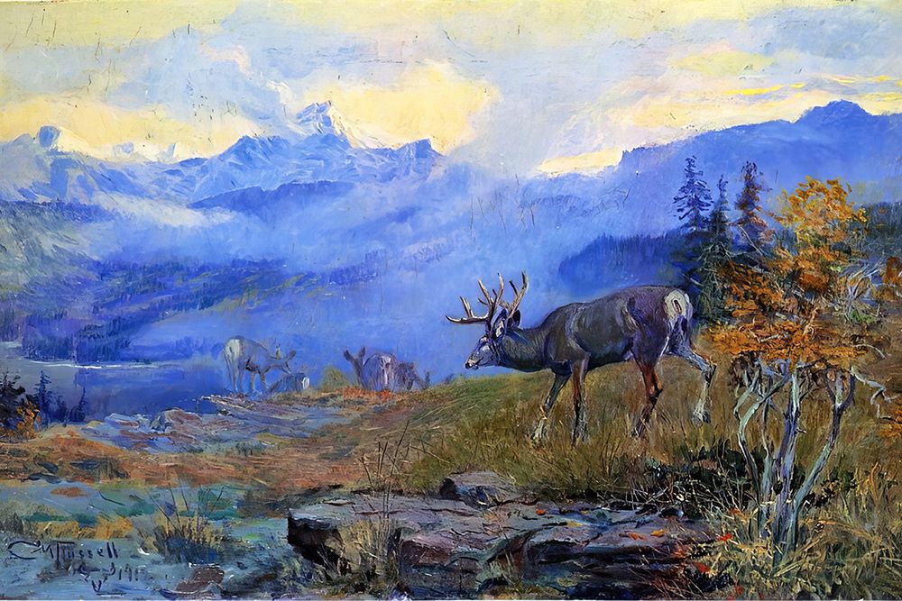 Deer Grazing 1912 art print by Charles Marion Russell for $57.95 CAD