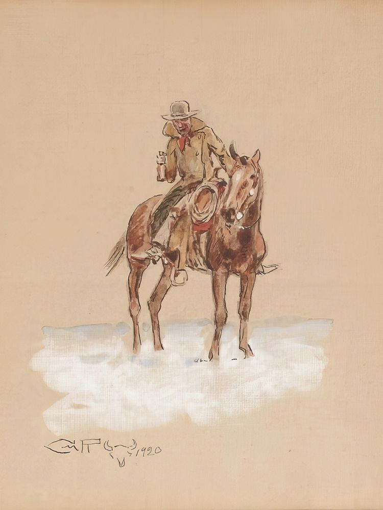 Drunken Cowboy 1920 art print by Charles Marion Russell for $57.95 CAD
