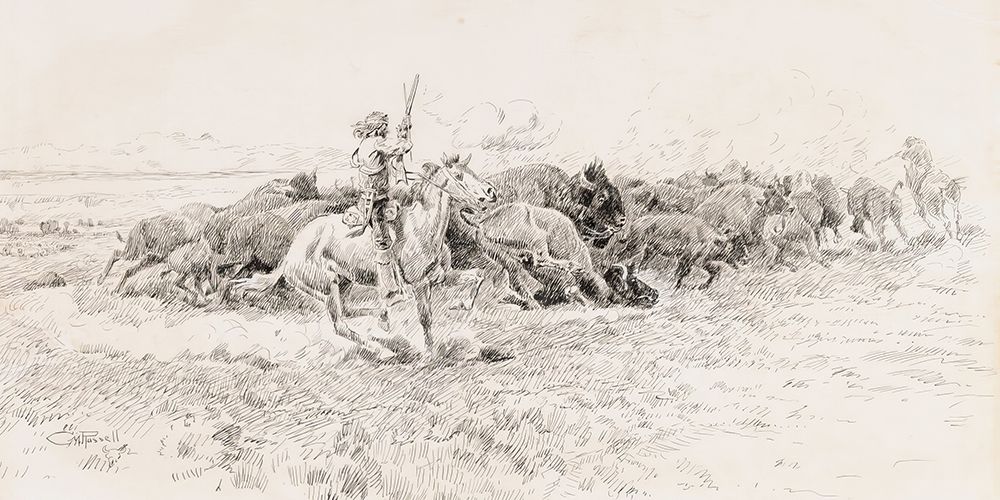 Early Day White Buffalo Hunters 1922 art print by Charles Marion Russell for $57.95 CAD