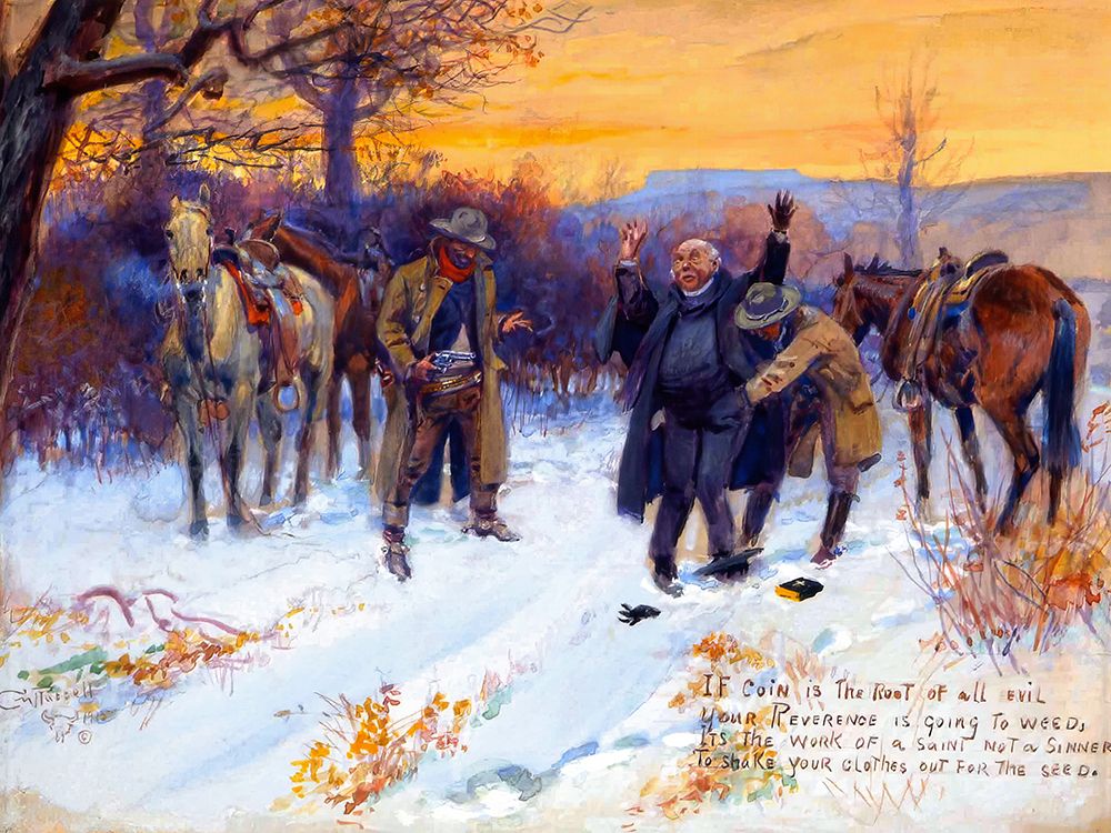 Fleecing the Priest 1915 art print by Charles Marion Russell for $57.95 CAD