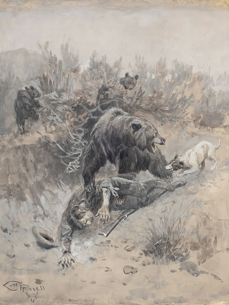 He Tripped and Fell into a Den art print by Charles Marion Russell for $57.95 CAD