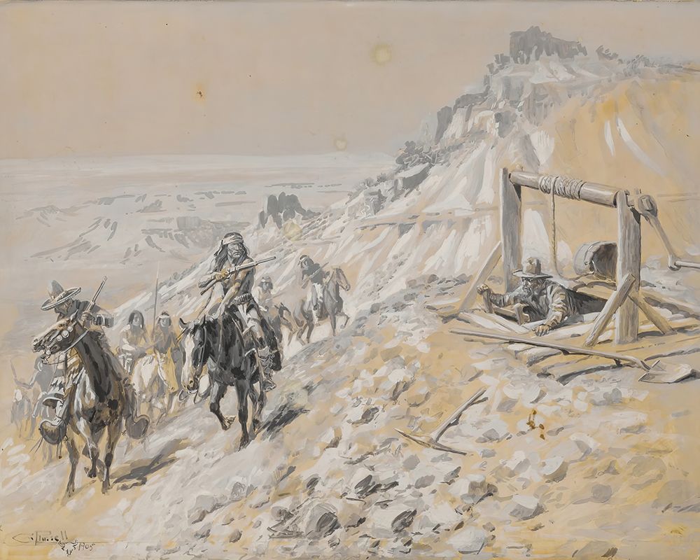 I Climbed Fast and Stuck my Head Out art print by Charles Marion Russell for $57.95 CAD