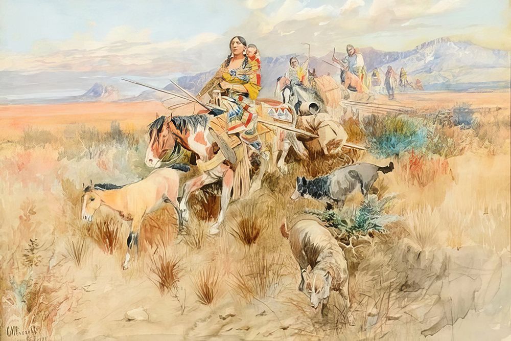 In the Wake of a Cree Hunting Party 1895 art print by Charles Marion Russell for $57.95 CAD