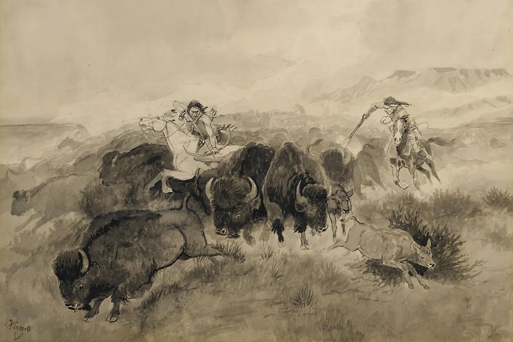 Indian Buffalo Hunt 1894 art print by Charles Marion Russell for $57.95 CAD