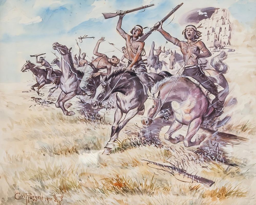 Indian Charge art print by Charles Marion Russell for $57.95 CAD
