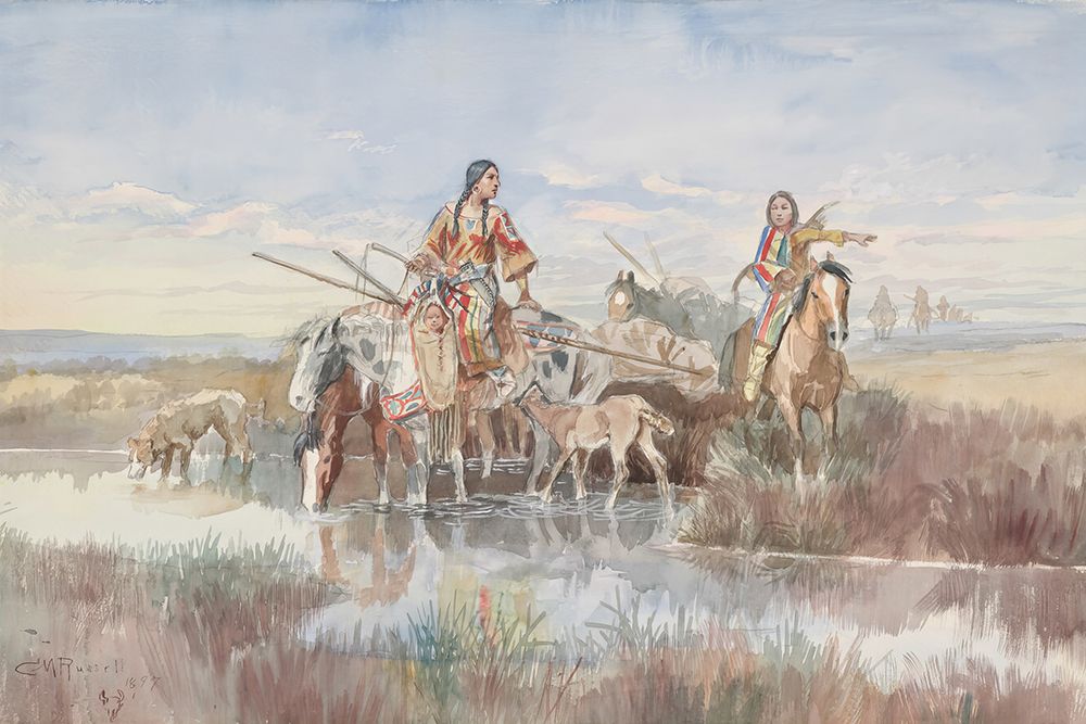 Indian Family with Travois 1897 art print by Charles Marion Russell for $57.95 CAD