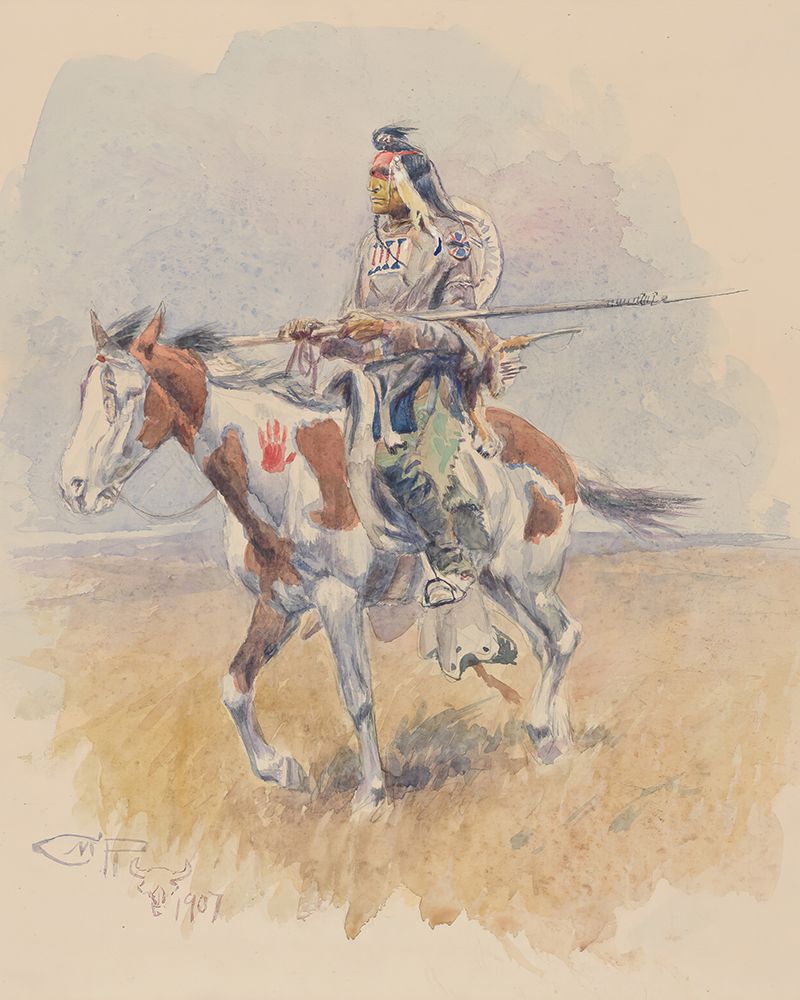 Indian on Horseback 1907 art print by Charles Marion Russell for $57.95 CAD
