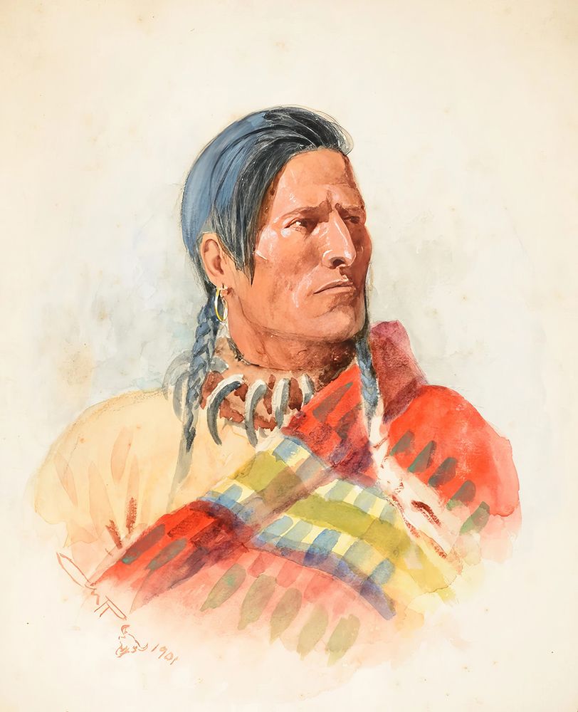 Indian Portrait 1901 art print by Charles Marion Russell for $57.95 CAD