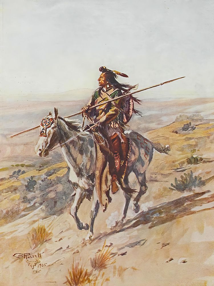 Indian with Spear art print by Charles Marion Russell for $57.95 CAD
