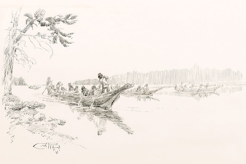 Indians in Pirogue 1911 art print by Charles Marion Russell for $57.95 CAD