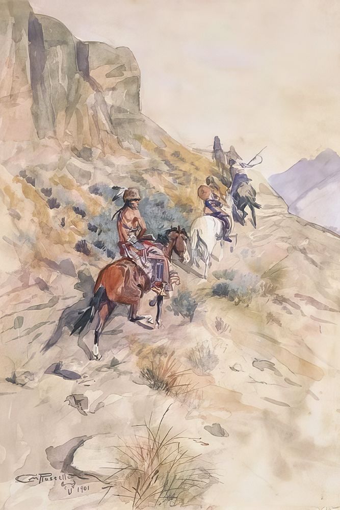 Indians on a Mountain Path 1901 art print by Charles Marion Russell for $57.95 CAD