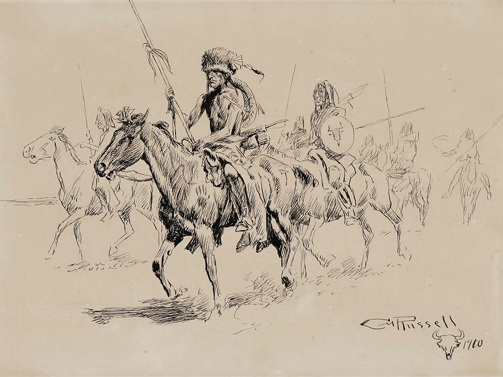 Indians on Horseback 1900 art print by Charles Marion Russell for $57.95 CAD