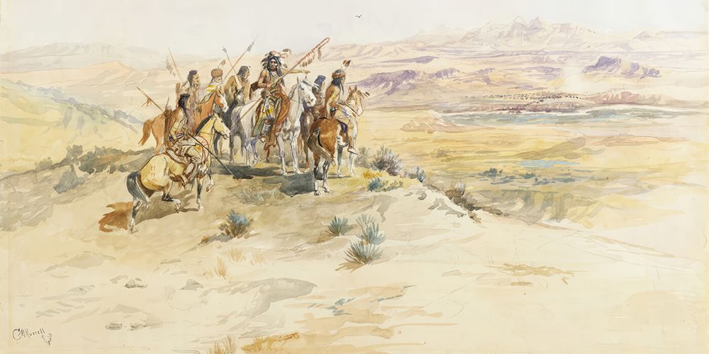 Indians Sighting Buffalo 1896 art print by Charles Marion Russell for $57.95 CAD