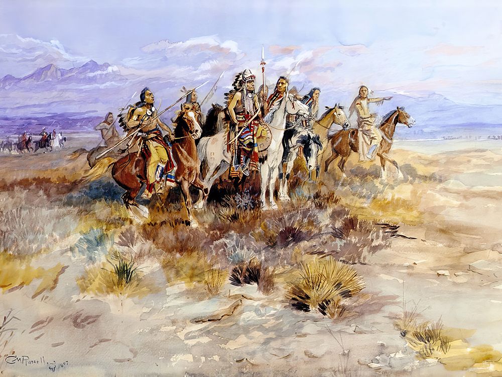 Indian Scouting Party 1897 art print by Charles Marion Russell for $57.95 CAD