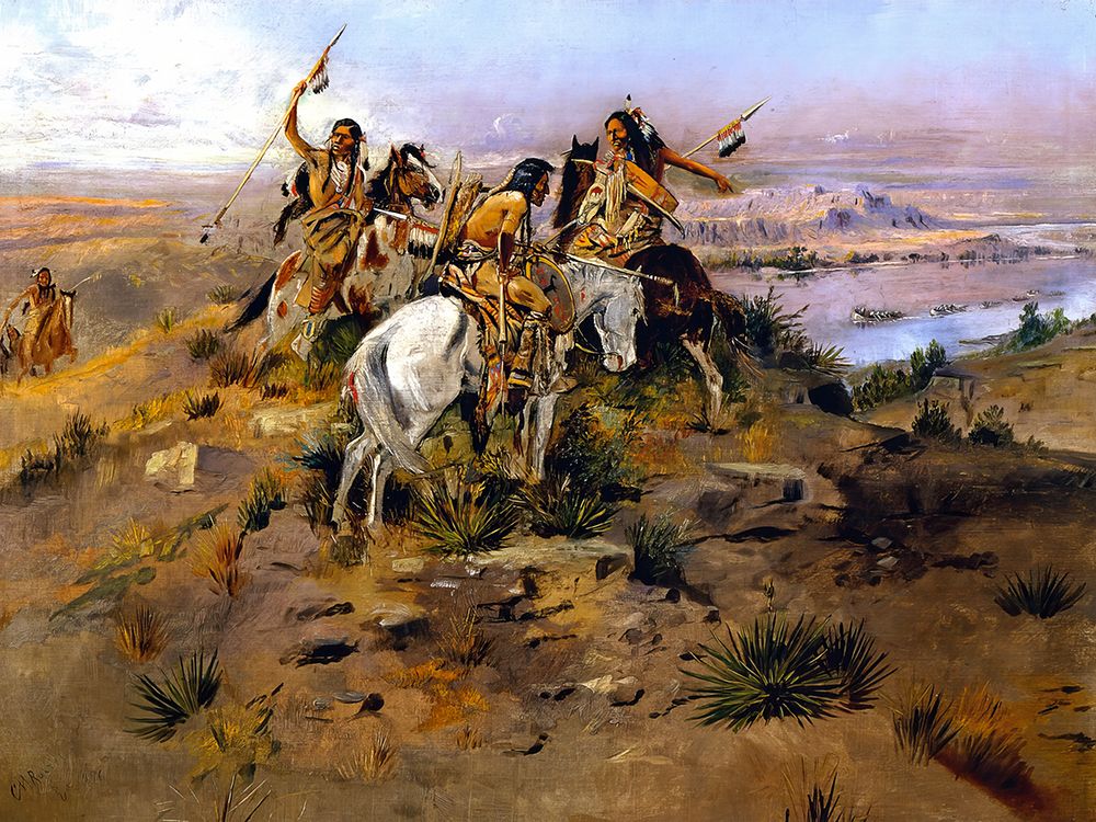Indians Discovering Lewis and Clark 1896 art print by Charles Marion Russell for $57.95 CAD
