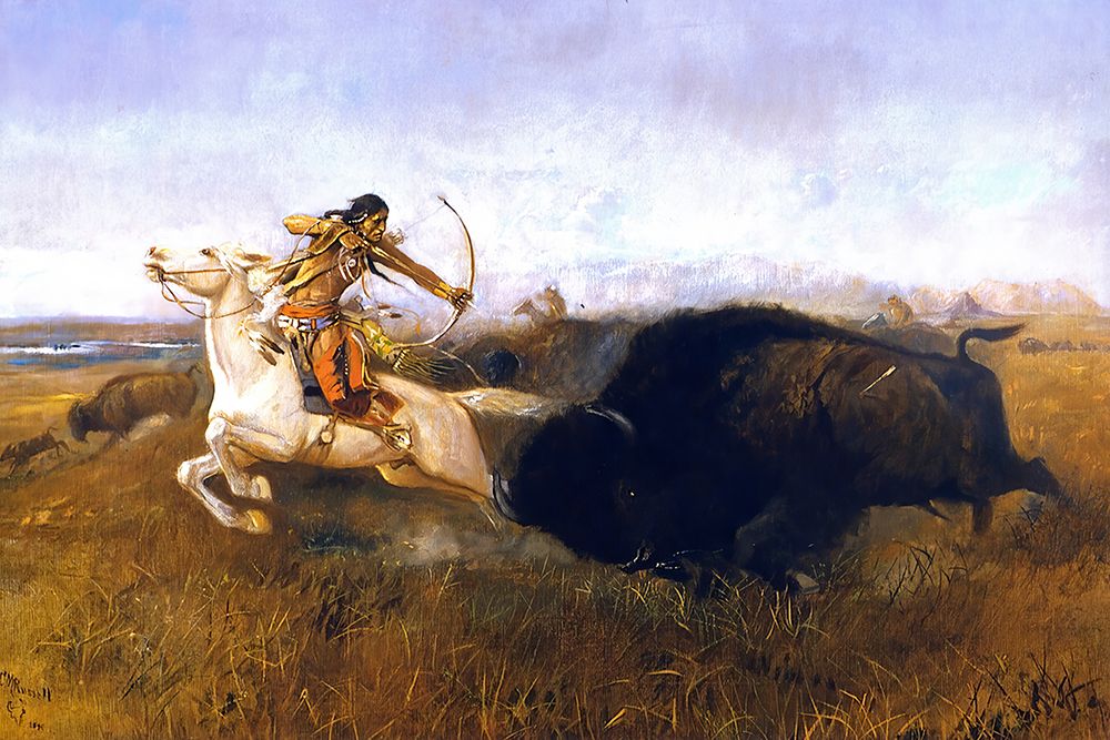 Indians Hunting Buffalo 1894 art print by Charles Marion Russell for $57.95 CAD