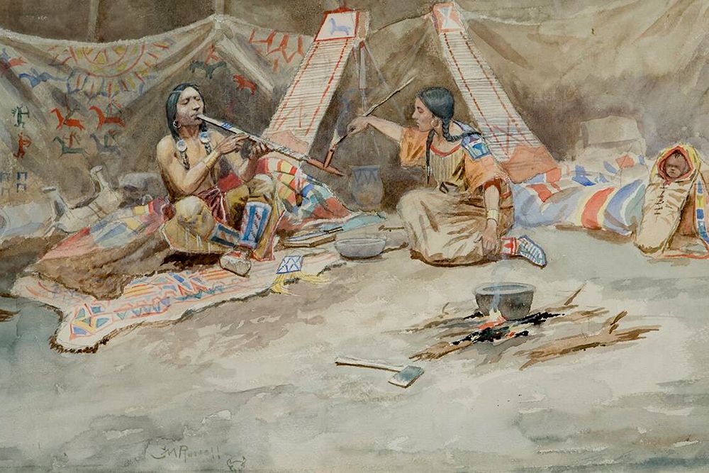 Inside the Tepee art print by Charles Marion Russell for $57.95 CAD