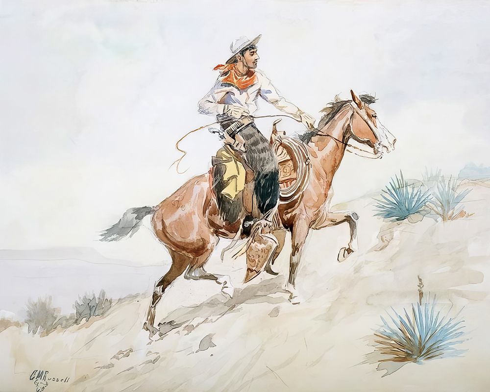 Judith Basin Cowboy art print by Charles Marion Russell for $57.95 CAD