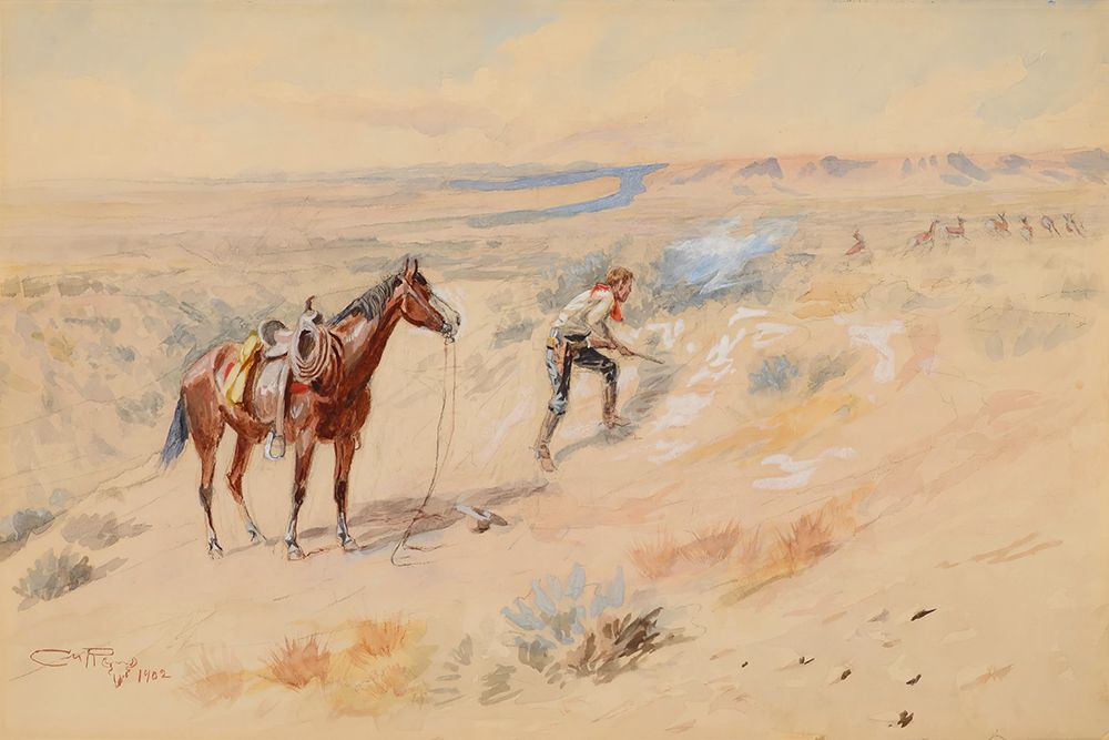 Man Hunting Antelope 1902 art print by Charles Marion Russell for $57.95 CAD