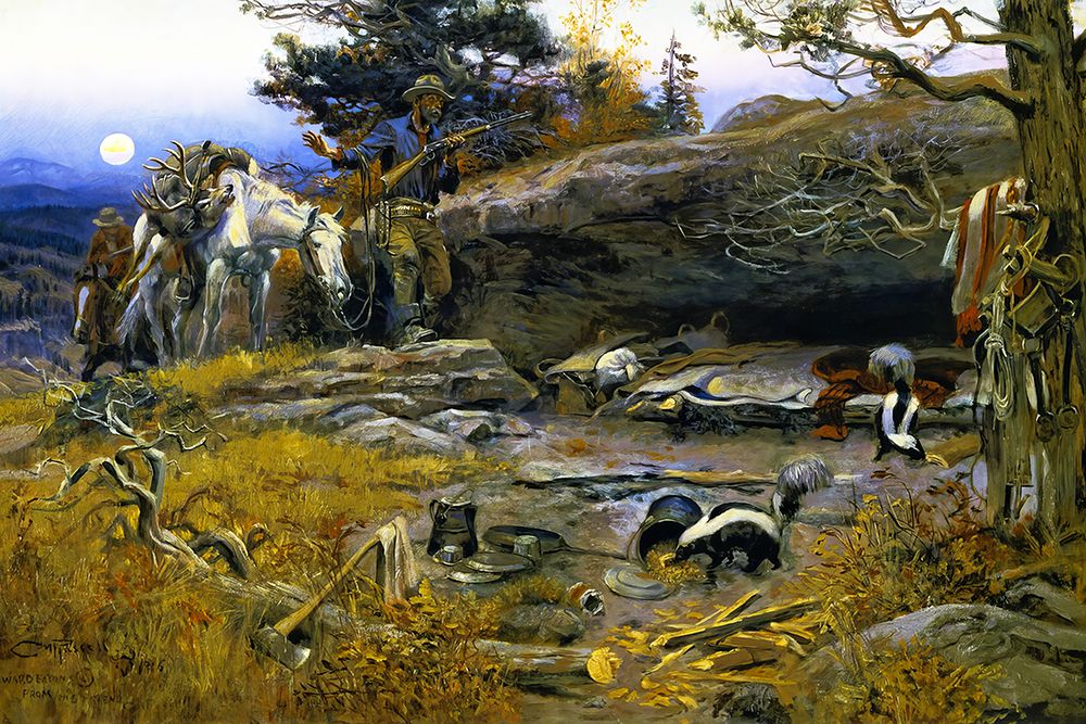 Mans Weapons are Useless when Nature Goes Armed 1916 art print by Charles Marion Russell for $57.95 CAD
