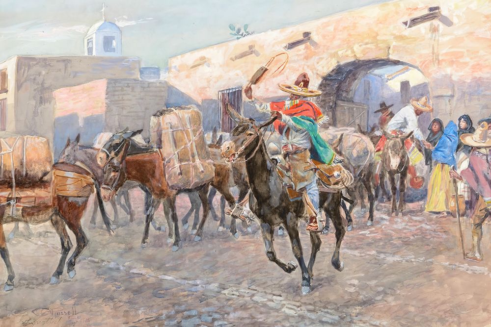 Mexicans Leaving an Inn 1906 art print by Charles Marion Russell for $57.95 CAD