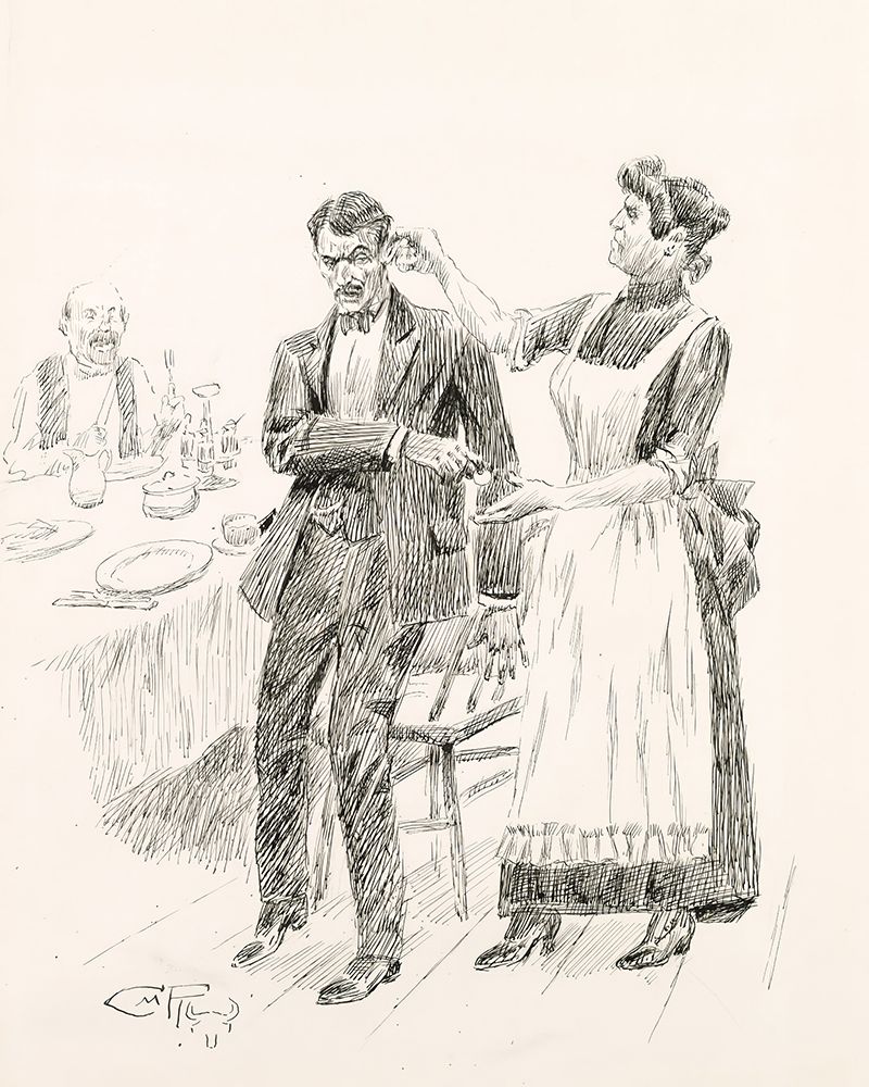 Mrs. Corbet Lifted Him by the Ears and Put Him Out 1911 art print by Charles Marion Russell for $57.95 CAD