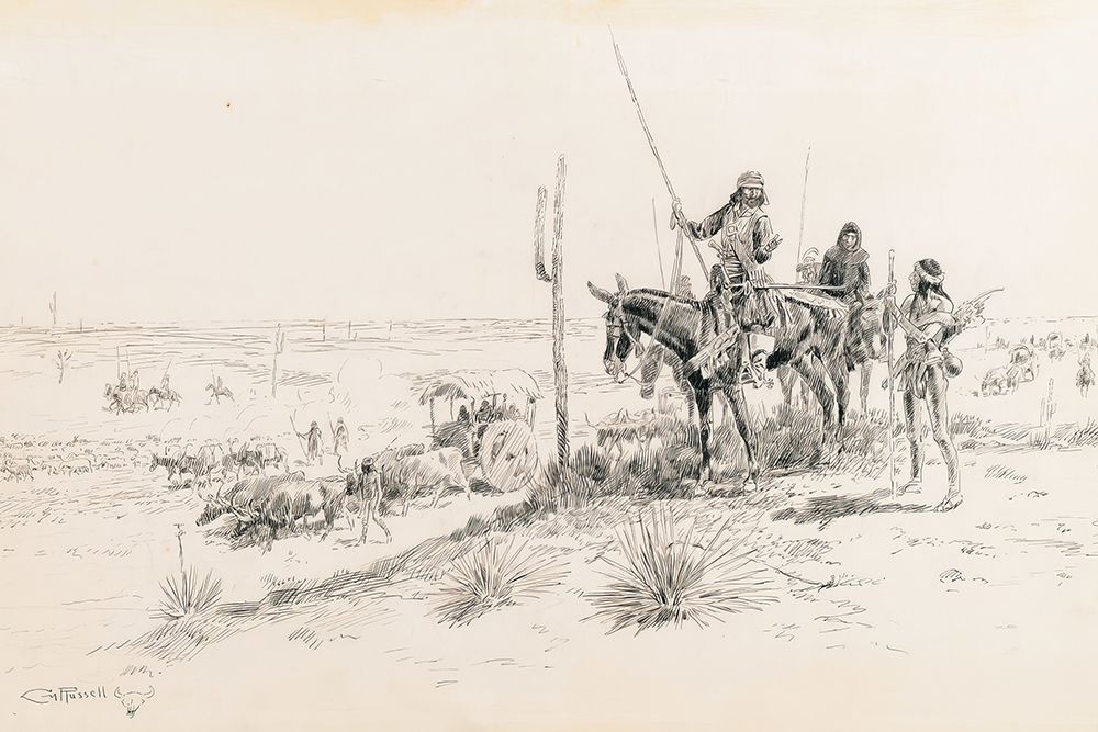 Onates March into the New Mexican Country 1922 art print by Charles Marion Russell for $57.95 CAD