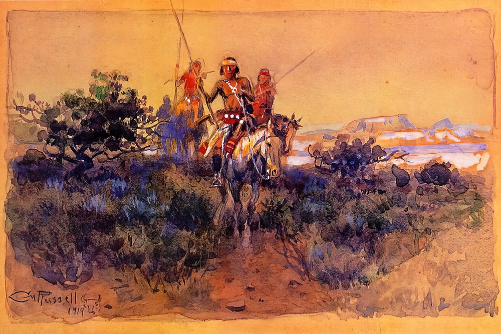Return of the Navajos 1919 art print by Charles Marion Russell for $57.95 CAD