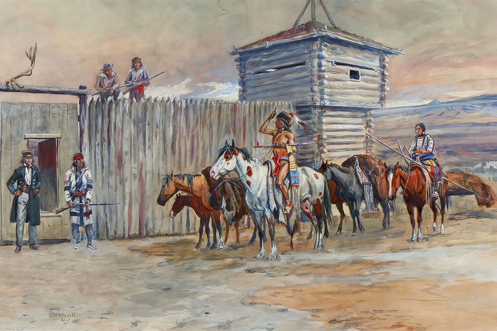 Robe Traders at Fort Benton art print by Charles Marion Russell for $57.95 CAD