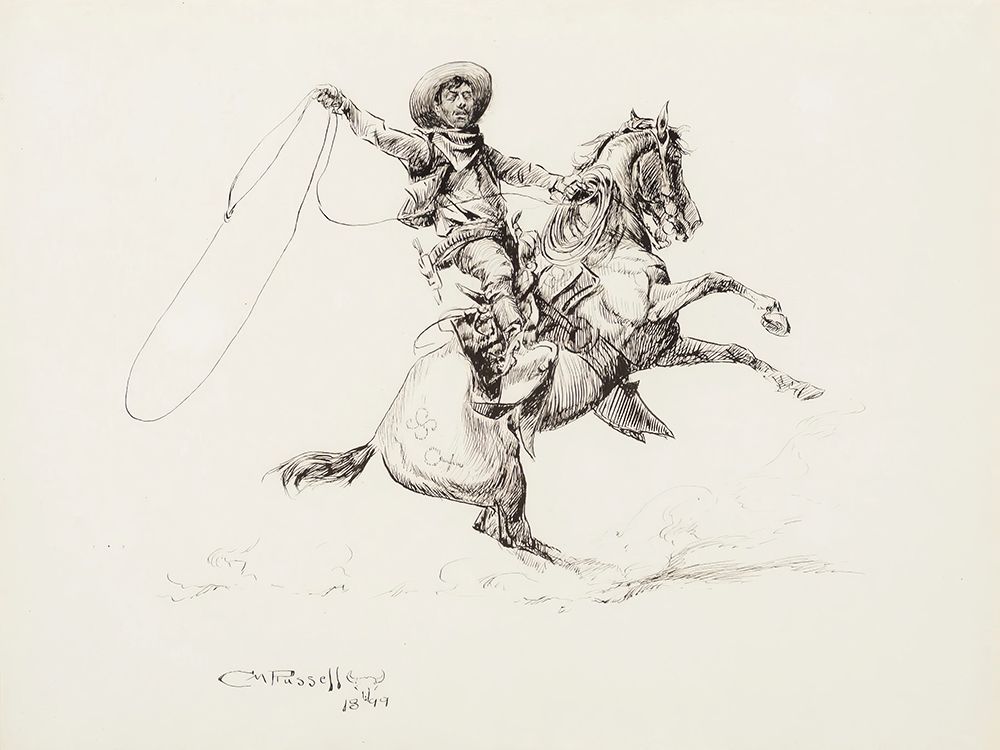 Rooten, Tooten Cowboy from the Double S or The Ranahan 1899 art print by Charles Marion Russell for $57.95 CAD