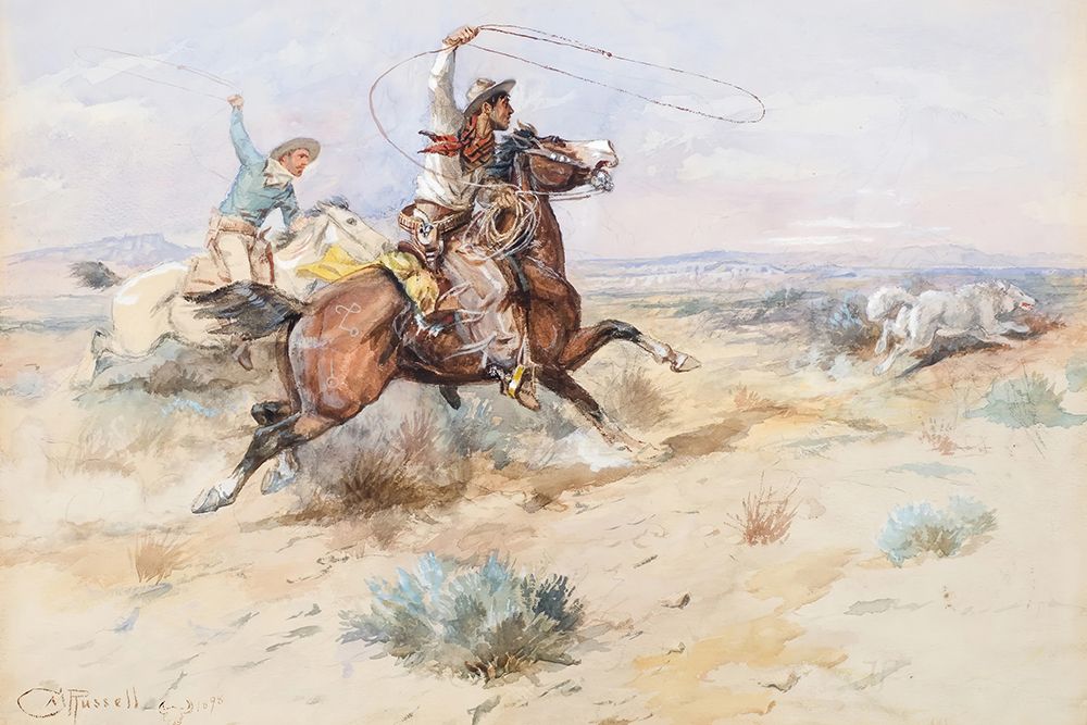 Roping a White Wolf 1898 art print by Charles Marion Russell for $57.95 CAD