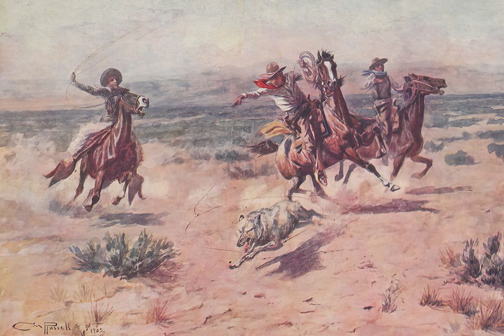 Roping a Wolf 1907 art print by Charles Marion Russell for $57.95 CAD