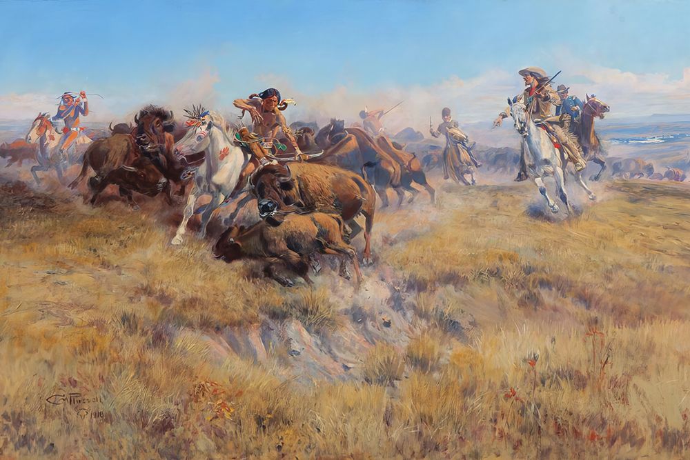 Running Buffalo art print by Charles Marion Russell for $57.95 CAD