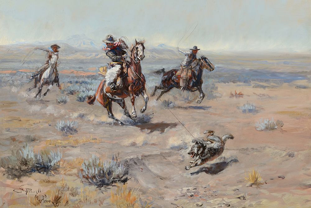 Roping a Wolf art print by Charles Marion Russell for $57.95 CAD